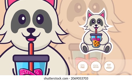 Hand drawn illustration of Cute dog. Cartoon character concept - Stickers