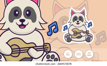 Hand drawn illustration of Cute dog. Cartoon character concept - Stickers