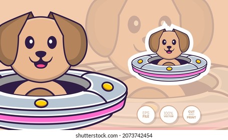 Hand drawn illustration of Cute dog. Cartoon character concept - Stickers