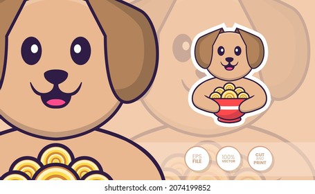 Hand drawn illustration of Cute dog. Cartoon character concept - Stickers