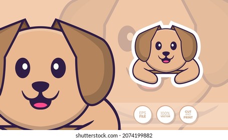 Hand drawn illustration of Cute dog. Cartoon character concept - Stickers