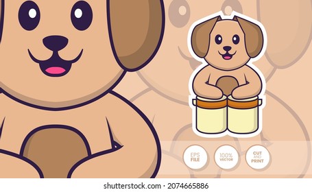 Hand drawn illustration of Cute dog. Cartoon character concept - Stickers