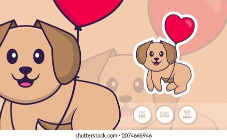 Hand drawn illustration of Cute dog. Cartoon character concept - Stickers
