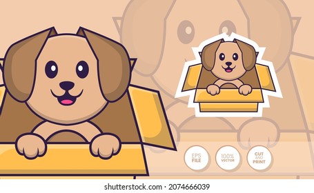 Hand drawn illustration of Cute dog. Cartoon character concept - Stickers