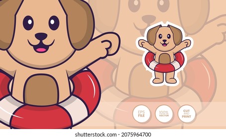 Hand drawn illustration of Cute dog. Cartoon character concept - Stickers