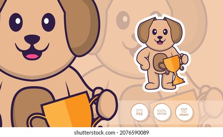 Hand drawn illustration of Cute dog. Cartoon character concept - Stickers