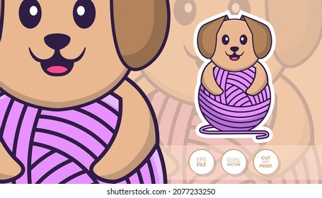 Hand drawn illustration of Cute dog. Cartoon character concept - Stickers