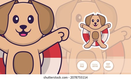 Hand drawn illustration of Cute dog. Cartoon character concept - Stickers