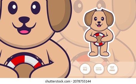 Hand drawn illustration of Cute dog. Cartoon character concept - Stickers