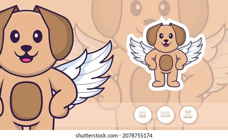 Hand drawn illustration of Cute dog. Cartoon character concept - Stickers