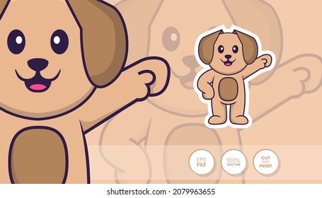 Hand drawn illustration of Cute dog. Cartoon character concept - Stickers