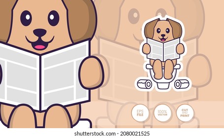 Hand drawn illustration of Cute dog. Cartoon character concept - Stickers