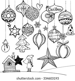 Hand Drawn Illustration Decoration Christmas Holiday Stock Vector ...