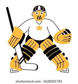 A hand drawn illustration depicting goalie 
