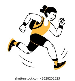 A hand drawn illustration depicting running athlete

