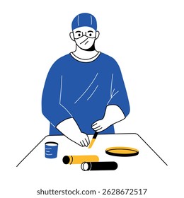 A hand drawn illustration depicting surgery preparation
