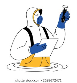 Uma ilustração desenhada à mão representando o teste da amostra de água 
