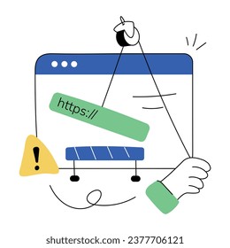 Hier ist eine handgezeichnete Abbildung, die einen falschen URL-Fehler darstellt 