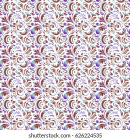 Hand drawn illustration. Design for fabric, wallpaper, background, invitation, wrapping and book covers. Damask seamless pattern. Oriental style. Vector vintage doodle ornament.