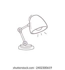 Hand Drawn illustration of desk lamp icon. Doodle Vector Sketch Illustration