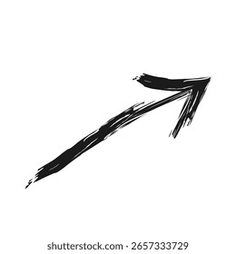 Hand drawn illustration of a diagonal arrow pointing up and to the right