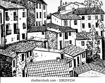 Hand Drawn Illustration of Different Roofs