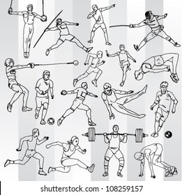 Hand Drawn Illustration of Different Sportsmen