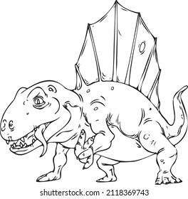 A hand drawn illustration of a Dimetrodon made into a Vector image.