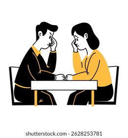 A hand drawn illustration of divorce between a couple 

