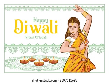 Hand drawn illustration diwali concept