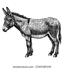 hand drawn illustration of a donkey vector