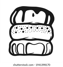 hand drawn illustration of a donut. vector, icon