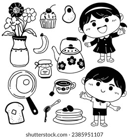 Hand drawn illustration, Doodle cartoon illustrations style, Cartoon doodle hand drawn pattern, Line art vector illustration.