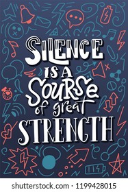 Hand drawn illustration with doodle elements and hand lettering. Motivation poster with calligraphic design.