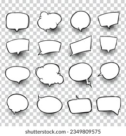 Hand drawn Illustration doodle Set of Speech Bubble Sketch line vector scribble.
