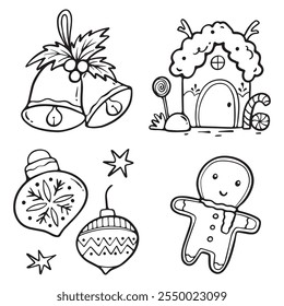 Hand drawn illustration doodle style with christmas, new year, and winter theme vector file