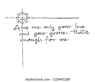 Hand drawn illustration or drawing of a Christian Jesuit phrase