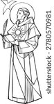 Hand drawn illustration or drawing of Saint Thomas Aquinas