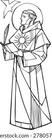 Hand drawn illustration or drawing of Saint Thomas Aquinas