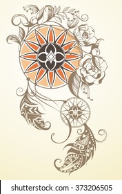 Hand drawn illustration of dream catcher