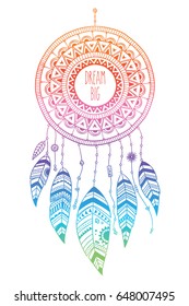 Hand drawn illustration of dream catcher, native american poster
