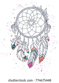 Hand drawn illustration of dream catcher