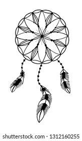 Hand drawn illustration of a dreamcatcher. - Vector