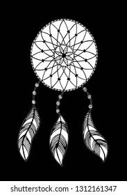 Hand drawn illustration of a dreamcatcher. - Vector