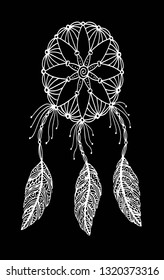 Hand drawn illustration of a dreamcatcher. - Vector