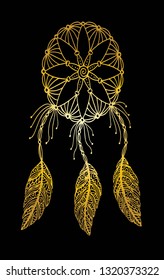 Hand drawn illustration of a dreamcatcher. - Vector