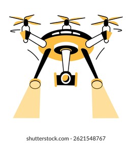 A hand drawn illustration of a drone camera 
