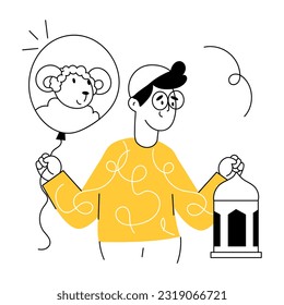 Ilustración dibujada por mano del globo eid 