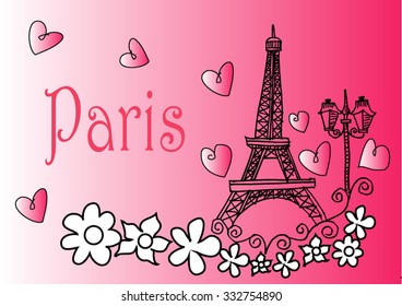 hand drawn illustration of Eiffel tower
