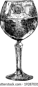 Hand drawn illustration of an elegant cocktail glass using line drawing